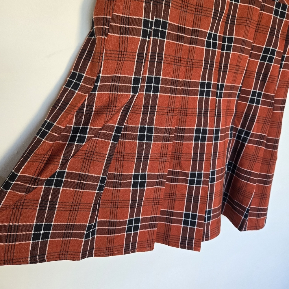Nordstrom BP. Preppy Plaid Pleated Mini Dress In Rust Henna Billy Plaid Size M - Picture 5 of 12